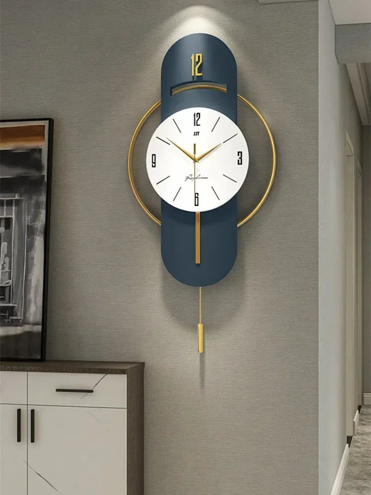 Large Nordic Luxury Wall Clock Modern Design Iron Living Room Swinging