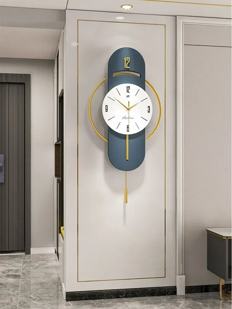 Large Nordic Luxury Wall Clock Modern Design Iron Living Room Swinging