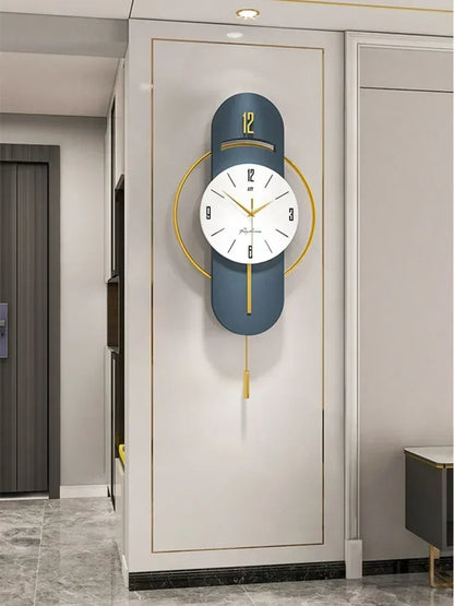 Large Nordic Luxury Wall Clock Modern Design Iron Living Room Swinging