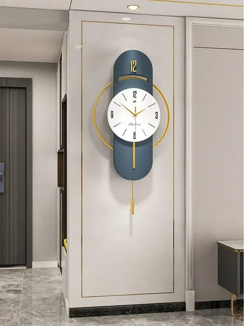 Large Nordic Luxury Wall Clock Modern Design Iron Living Room Swinging