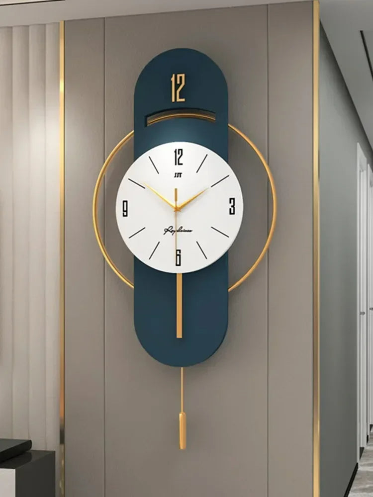 Large Nordic Luxury Wall Clock Modern Design Iron Living Room Swinging
