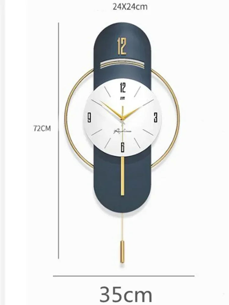 Large Nordic Luxury Wall Clock Modern Design Iron Living Room Swinging