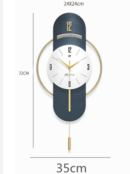Large Nordic Luxury Wall Clock Modern Design Iron Living Room Swinging