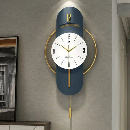 Large Nordic Luxury Wall Clock Modern Design Iron Living Room Swinging